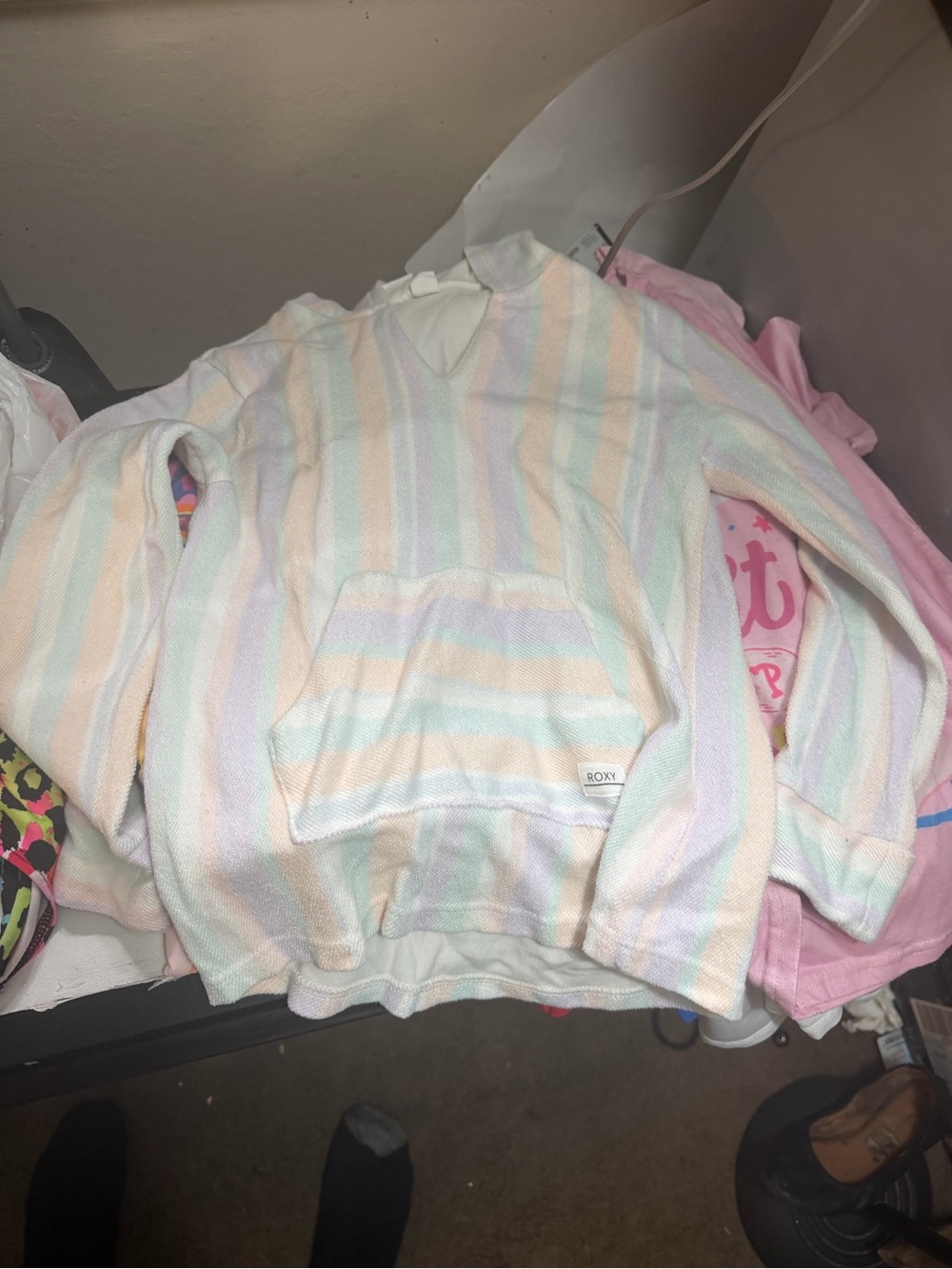 Roxy Pastel Striped Hoodie in Mint, Pink, Peach, Lavender